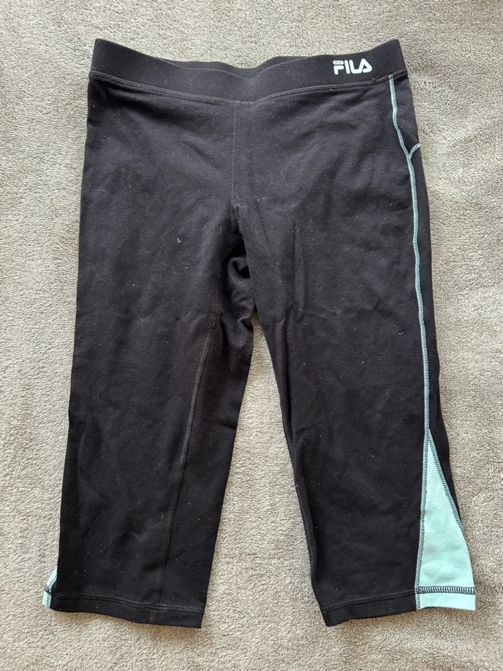 FILA Black and Light Blue Athletic Capri Leggings